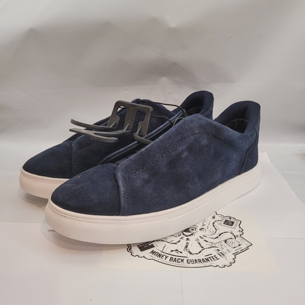 George Slip-On Sneakers Mens Navy Blue Faux Suede Low Top Shoes 8.5